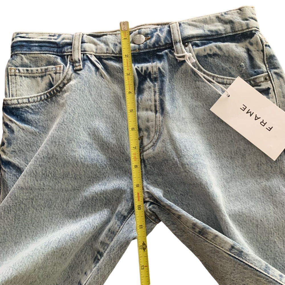 FRAME Le Slouch Bermuda Shorts Raw Hem Button Fly Blue Denim Size 23 NWT - Picture 9 of 13